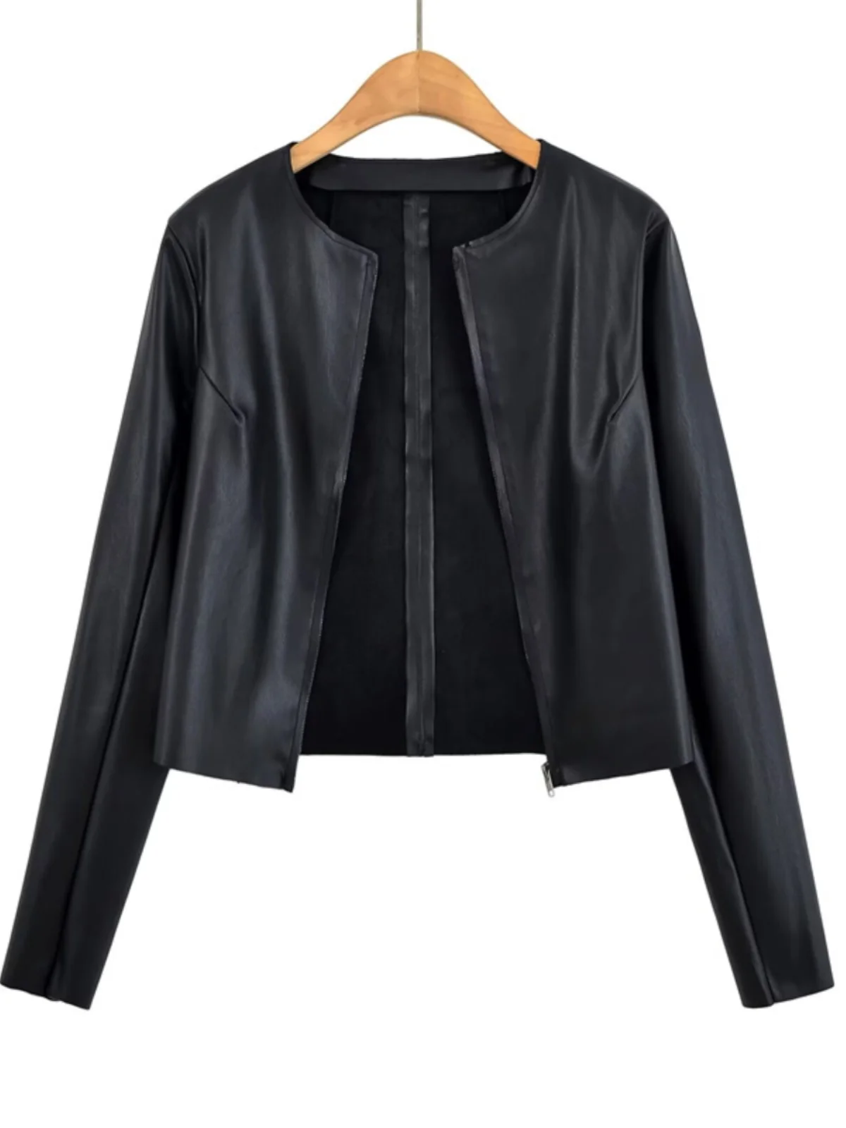 سترة لراكبي الدراجات النارية من الجلد الناعم مستديرة Ne Long Sve Zipper ort Sle كاجوال هونج كونج Sle بقصة ضيقة ومتعددة الاستخدامات للدراجات النارية Jaet