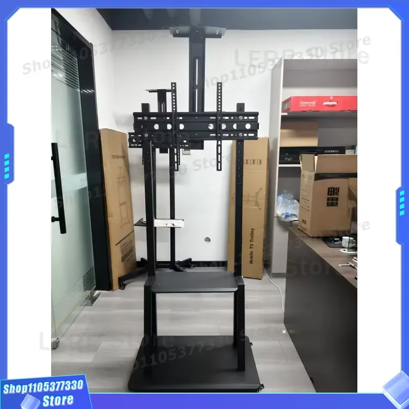 Adjustable Mobile TV Cart Stand for 32 to 75 Inch LED LCD Screen with Wheels Rolling Floor Mount Bracket Heavy Duty Base