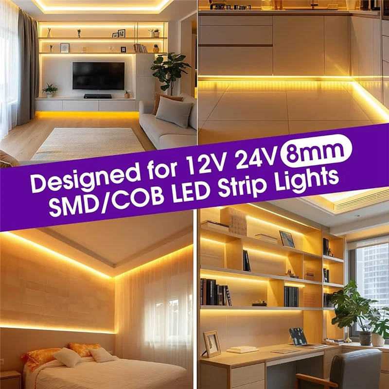 AT19-LED قطاع أضواء موصلات 12 حزمة 2 دبوس 8 مللي متر لحام شفاف LED موصل أضواء الشريط LED موصلات #4