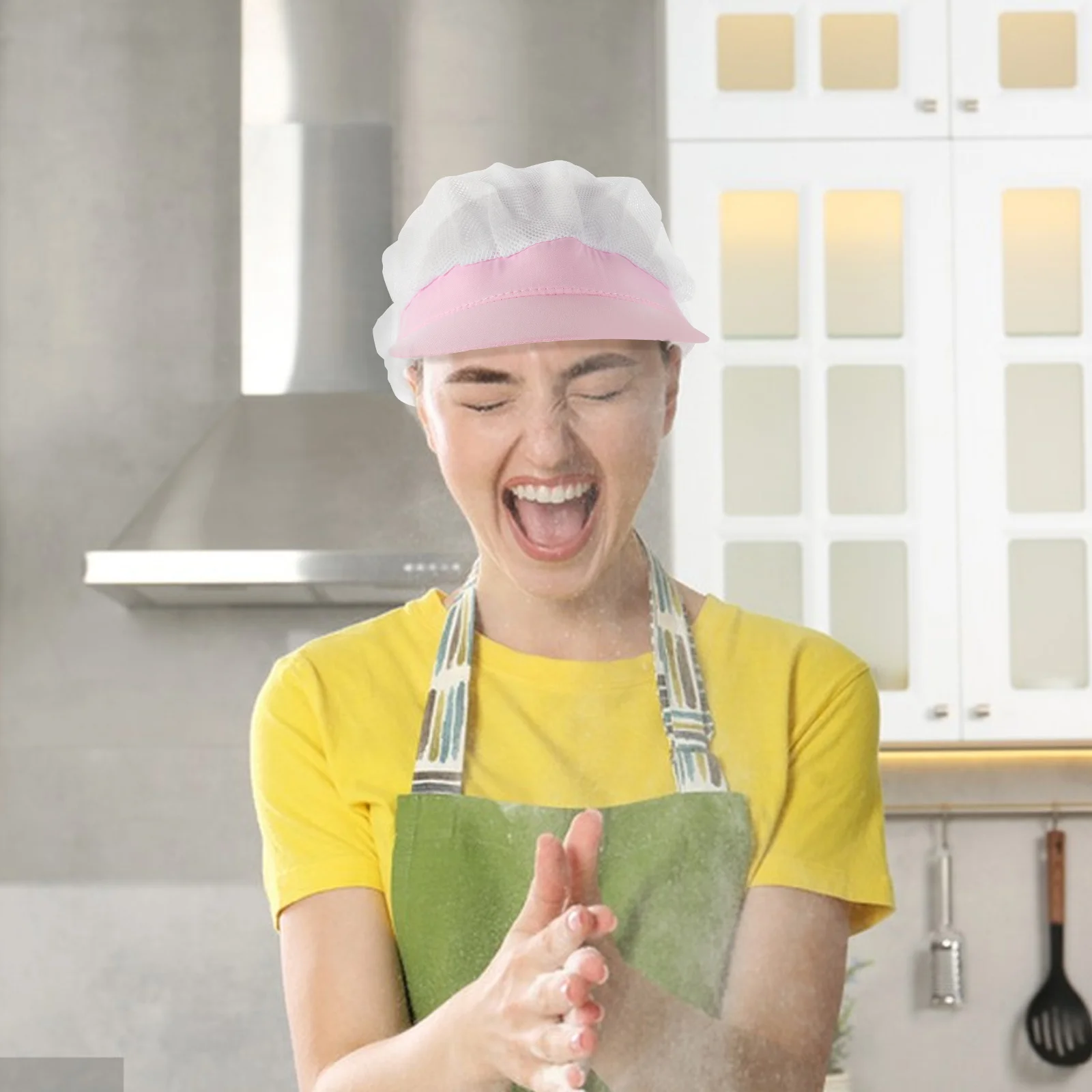 Cappello da cuoco professionale Berretto da lavoro per pulizia traspirante leggero in poliestere-cotone Cappello da cucina Cappello da lavoro per pulizia