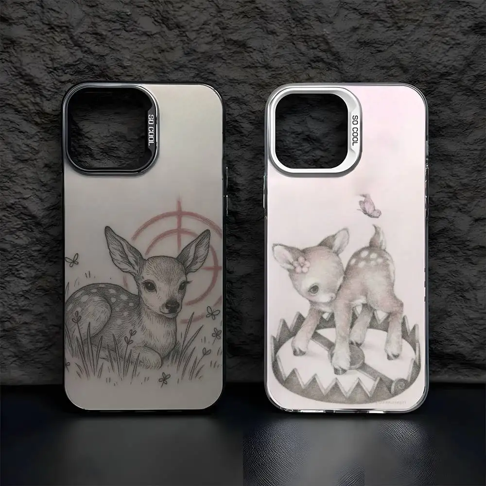 

Ins Korean Cute Pink Spotted Deer Phone Case For IPhone 17 16 15 14 13 12 11 Pro Max Air Multicolor Matte Laser Aurora Funda