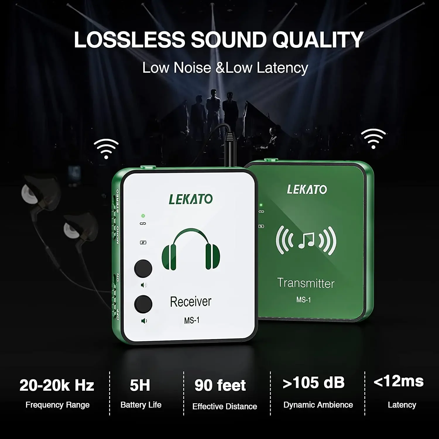

Lekato Ms-1G Pro Wireless IEM — готовая к дорогам система 2,4 ГГц с металлическим передатчиком и приемником, радиус действия 100 м, защита от помех