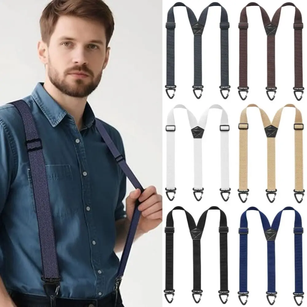 Heavy Duty Work Suspenders 3.8cm Wide with 3/4 Rotatable Gripper Clasps Elastic Pants Braces Retro Elegant Adjustable Suspenders