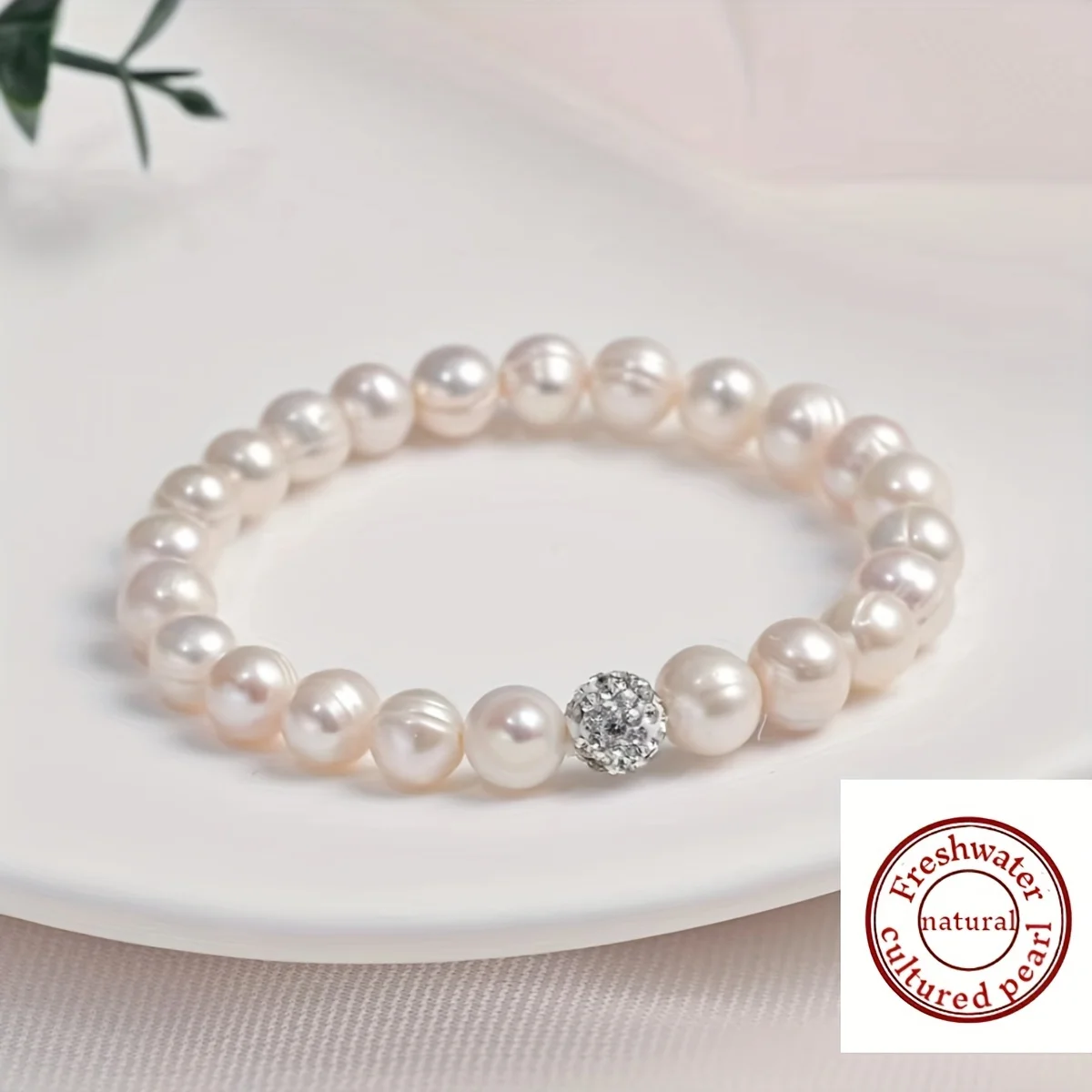 7-8mm Freshwater Pearl Bracelet June Birthstone Simple Delicate Jewelry for Women Wedding Birthday Anniversary Gift