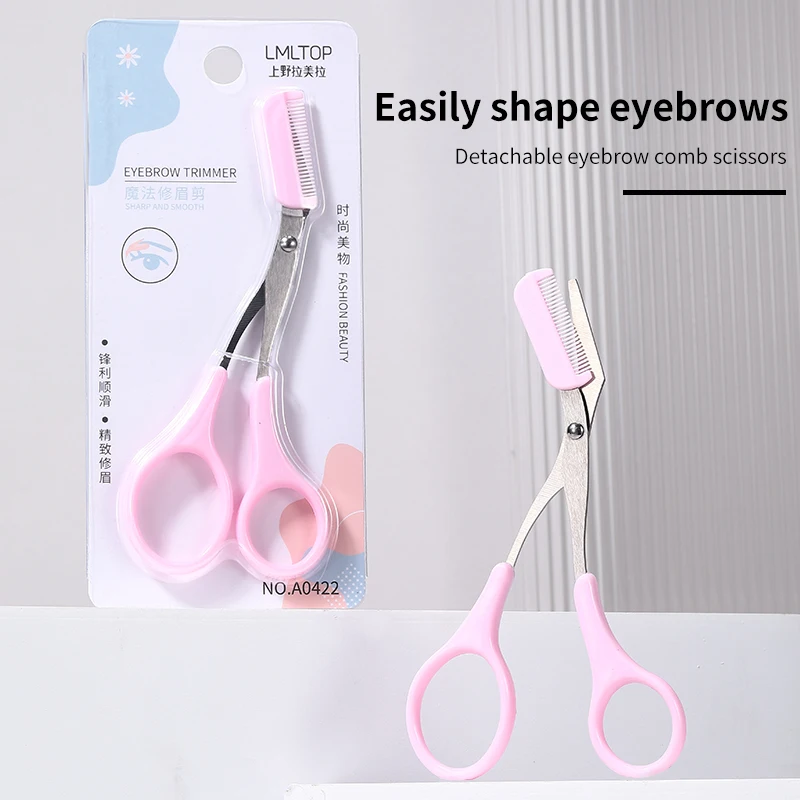 Abnehmbarer Augenbrauenkamm, professionelle Make-up-Schere aus Edelstahl, Wimpernschere, kleine Schere, Make-up-Werkzeuge für Anfänger