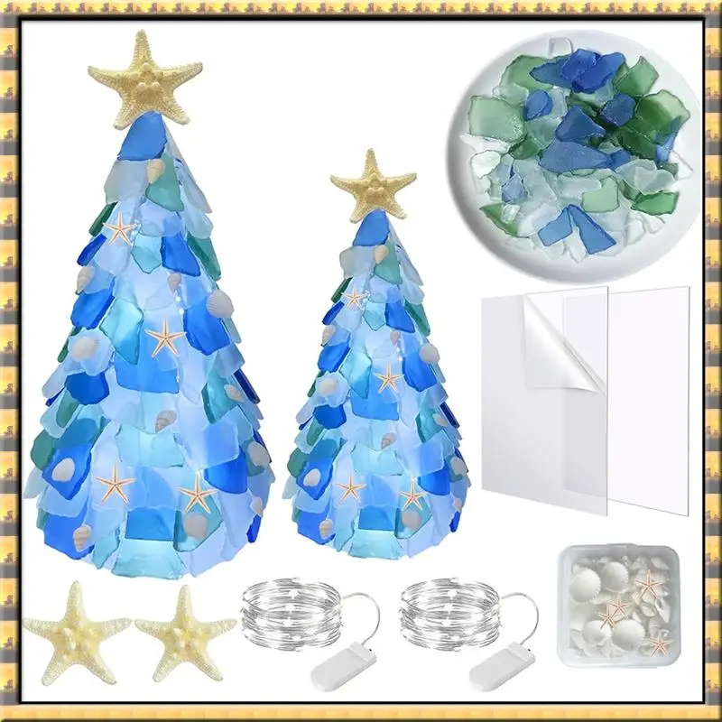 

^Прибытие Рождественская елка Лампа для поделок своими руками для DIY Kit Морские стеклянные кусочки Рождественский орнамент Создание