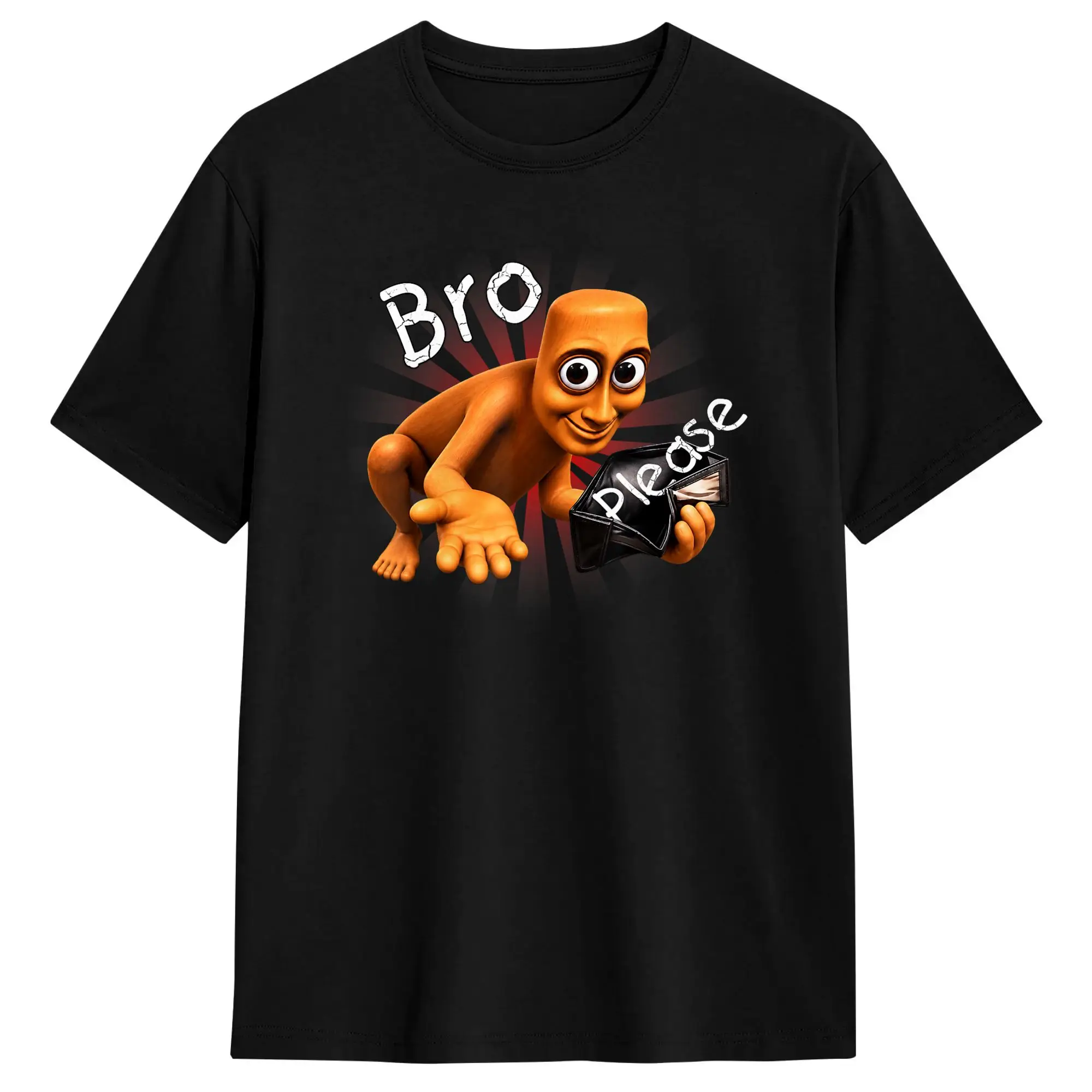 Oversized T-Shirt Funny Tung Tung Sahur Empty Wallet Bro Please Brainrot Meme 100 Cotton T Shirts Man Summer Classic Print Tees