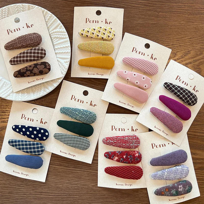 

New Korean Style Floral Fabric BB Clips Kids Versatile Wool Handmade Girl Bangs Clips Hairpin Clips Hair Accessories