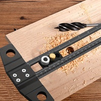 Multifunctional Dowelling Jig with Drill Sleeves, 2 in 1 Drilling Positioning Cross-line Scoring Ruler Adjustable Marking Square