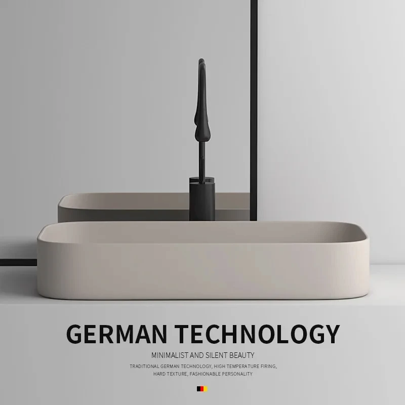 Nordic Simple Washbasin Ceramic Bathroom Sinks Khaki Glass Vessel Single Bowl Shampoo Basin YX456TB