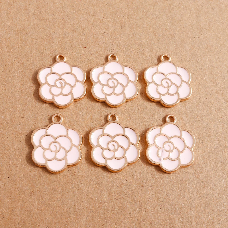 

10pcs 21*18mm Enamel Flower Pendants Charms for Jewelry Making Earrings Necklace DIY Bracelet Accessories Supplies