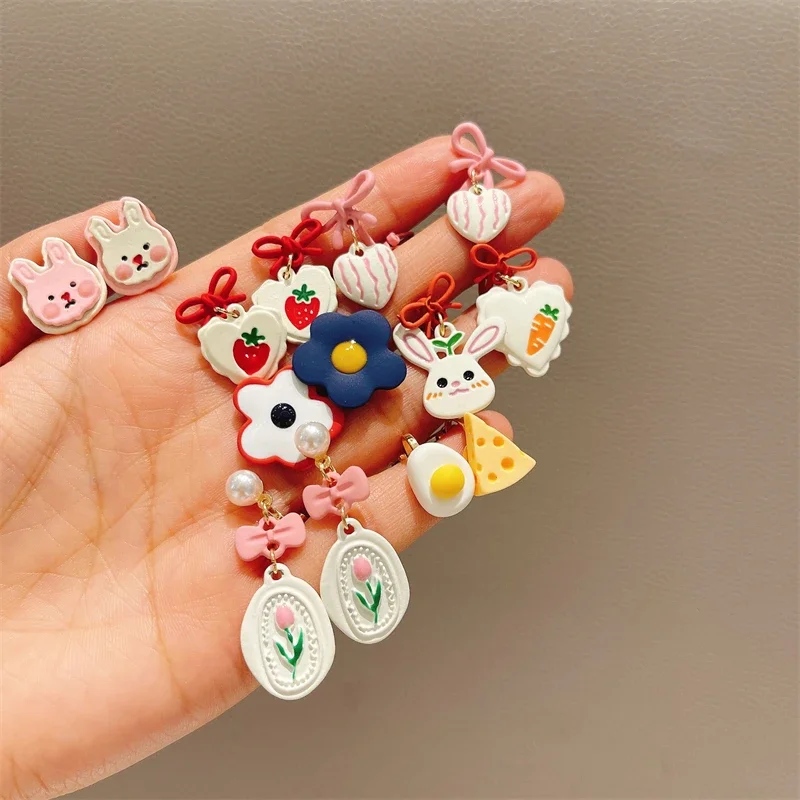 

Милые серьги-клипсы в Корейском стиле с животными, кроличьими ушками, женские серьги-клипсы в виде цветка принцессы без уха для маленьких девочек, ювелирные изделия для детей