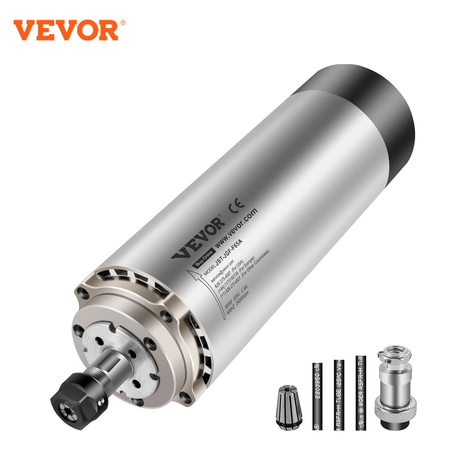 VEVOR Air Cooled Spindle Motor 0.8KW High Speed Rotation 12000-24000 PRM 400Hz for Engraving Milling & Grinding CNC Router Use