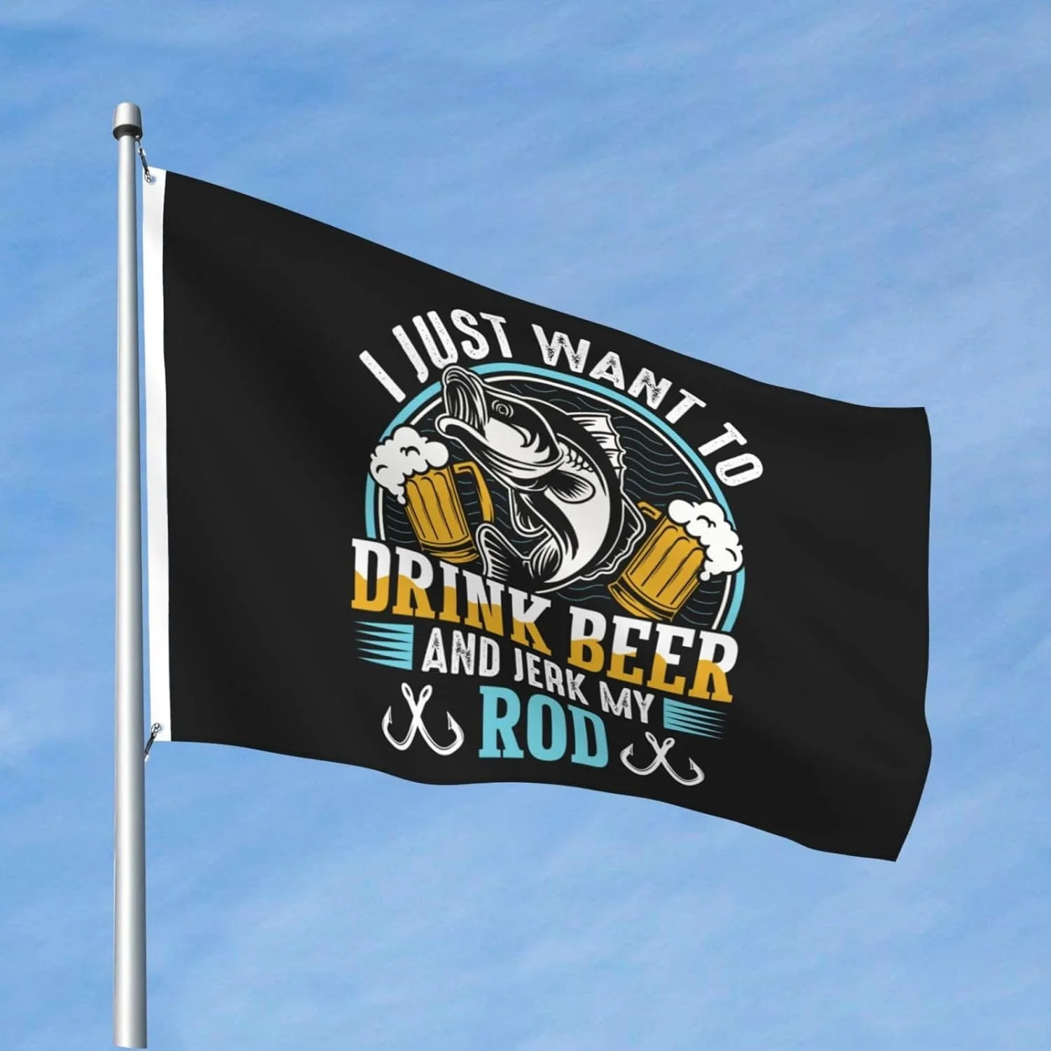1pc "I Just Want To Drink Beer and Rock My Rod" Funny Flag, Polyester, Ideal for Patio, Indoor Outdoor, Yard, Porch, Party Decor