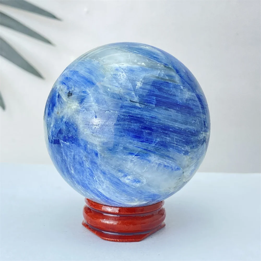 Natural Blue Kyanite Energy Meditation Crystal Ball Reiki Spiritual Massage Recovery Ball Degaussing Home Decoration Feng Shui G