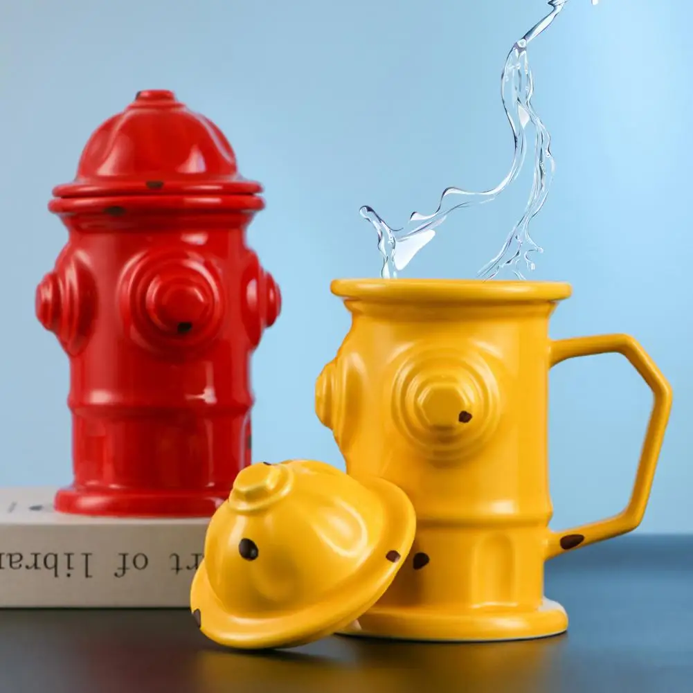 Large Capacity Ceramic Cup Funny Hydrant Design Novel Cup Design with C-shaped Handle Colorful Ceramic Coffee Mug for Drinking