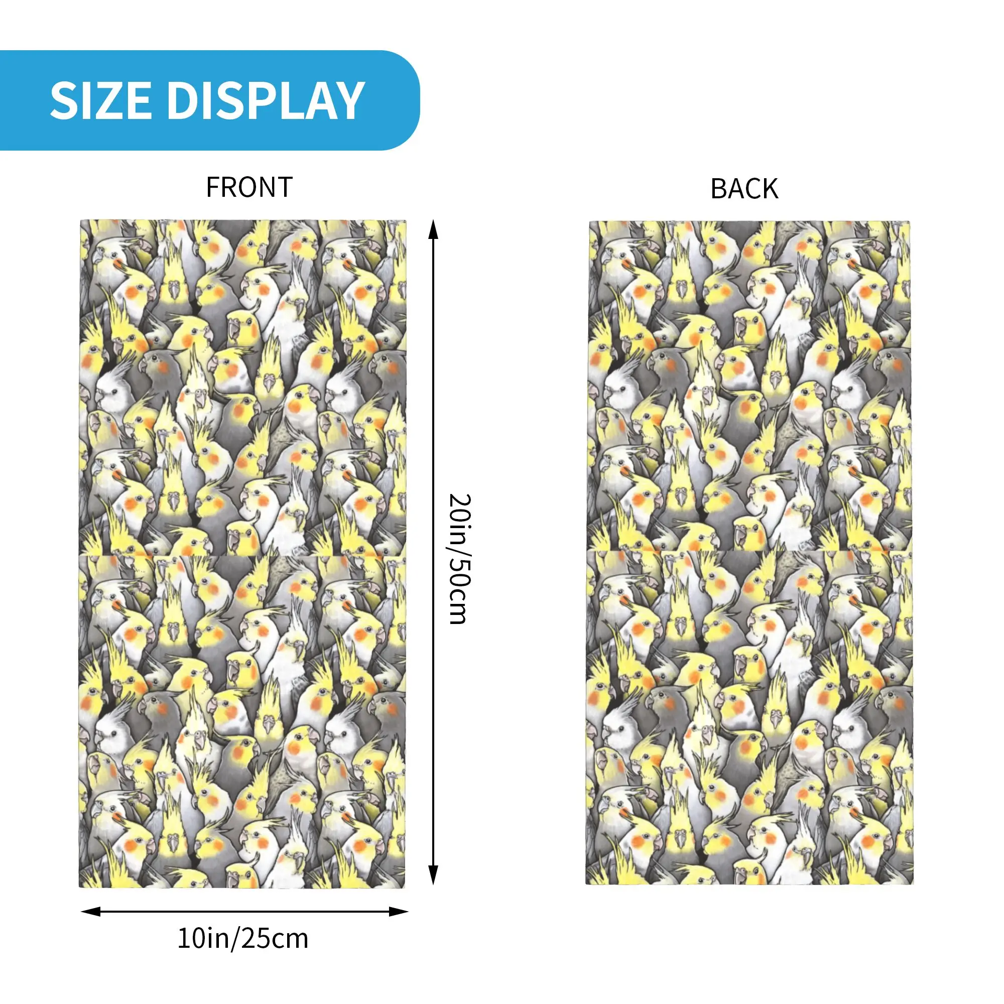 Custom Funny Cockatiels Galore Bandana Neck Gaiter UV Protection Face Scarf Cover Women Men Parrot Birds Headband Tube Balaclava