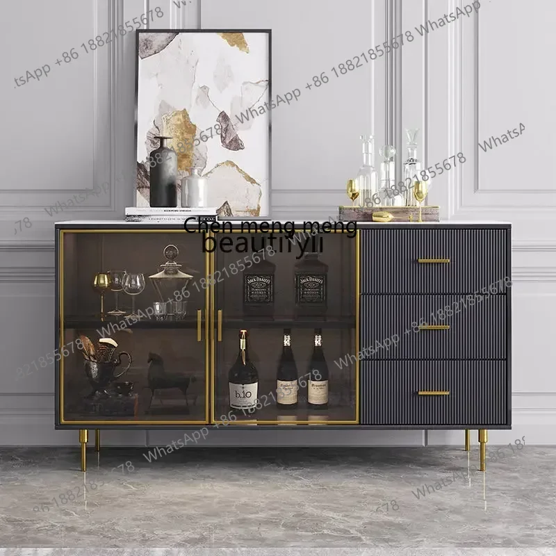 

D96 Y zqSideboard Cabinet Home Hallway Modern Minimalist Liquor Cabinet Integrated Wall Stone Plate Locker High-End Tea Cabinet