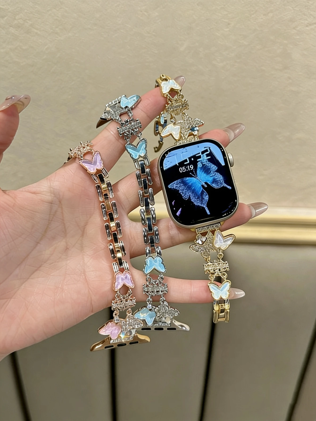 Excellent Butterfly Metal Bracelet Link for Apple Watch Band Series 11/8/7/6/10/9 40mm 41mm 38mm 42mm 44mm 45mm 46mm Strap - view 6