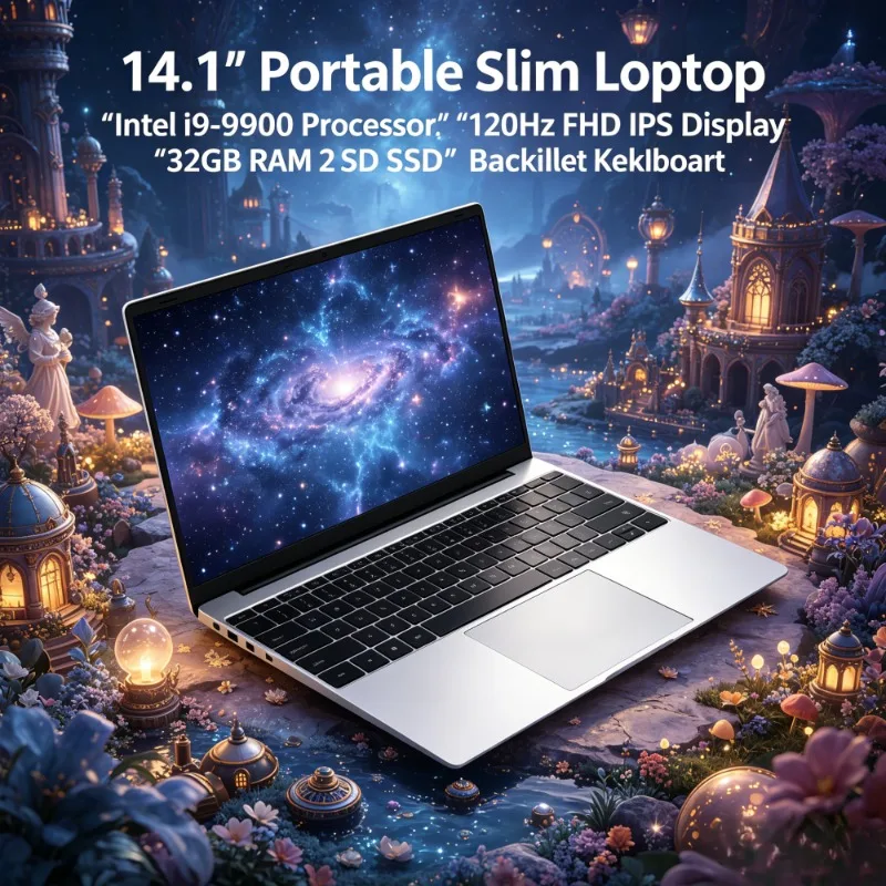 

120Hz FHD IPS Panel 14.1 Inch Thin Laptop Intel Core I9-9900 32GB RAM 2TB SSD Comfortable Backlit Keyboard