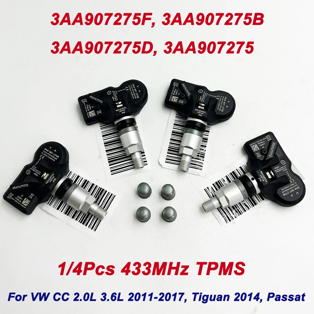 Высококачественный датчик шин TPMS 3AA907275B 3AA907275F 3AA907275D 3AA907275 для 2011-2017 VW CC 2014 л 433 л Tiguan Passat МГц
