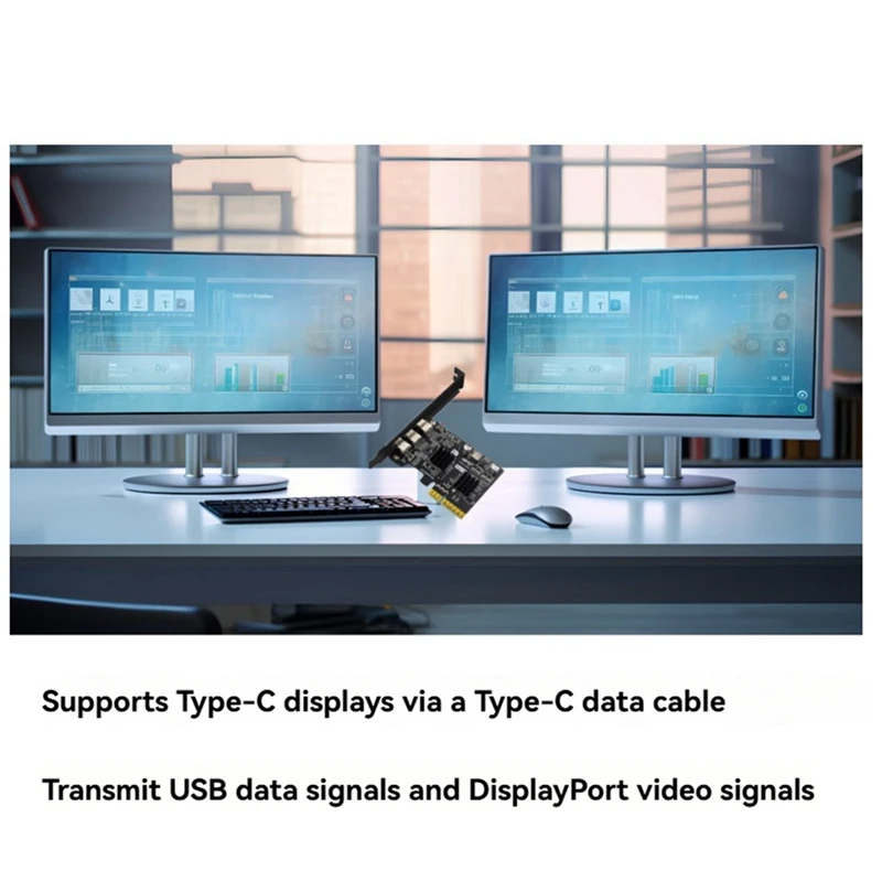 

PCI-E X4 to Type-C Video Expansion Card Supports DP Video Desktop USB3.2 10G TYPE-C Port Monitor Dock Adapter Card-ABVP
