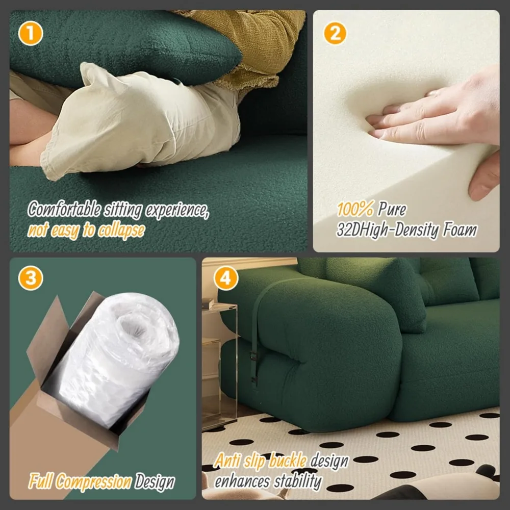 أريكة سرير قابلة للتحويل بحجم كوين، مقعد فوتون حديث من القماش، إسفنج ميموري عالي الكثافة، أريكة نوم مريحة