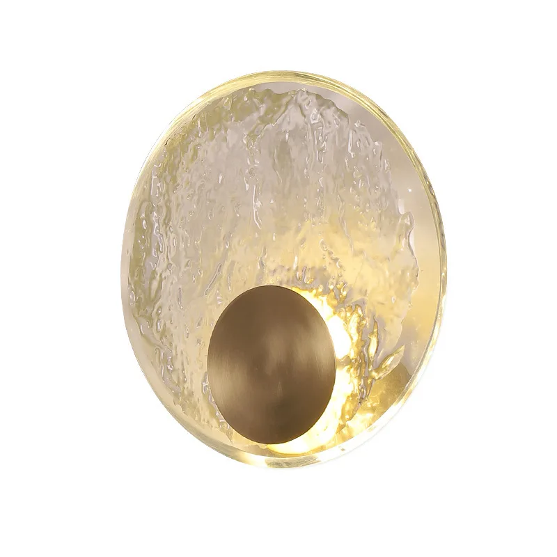 

Light luxury all-copper bedroom bedside wall lamp, simple background wall crystal wall lamp in the living room