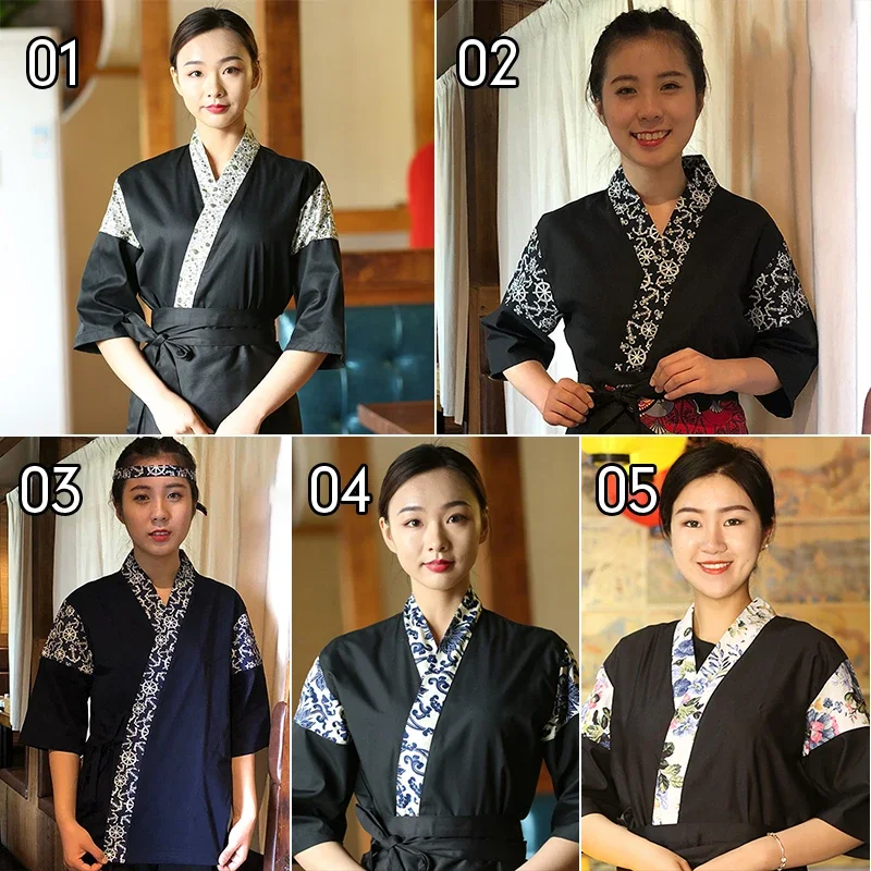 男性女性和風寿司シェフ着物ローブシェフコートジャケットレストランウェイターキッチンコック制服トップス作業服