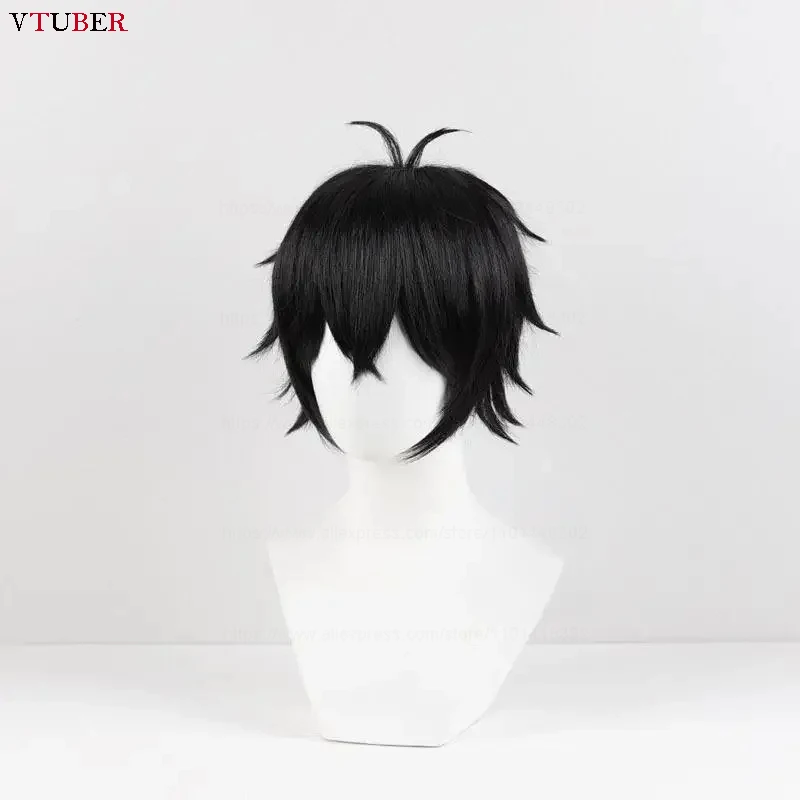 جو توغامي جو شعر مستعار تأثيري قواطع الرياح قصيرة سوداء مضفر مقاومة للحرارة الاصطناعية الشعر أنيمي شعر مستعار تأثيري s + غطاء شعر مستعار