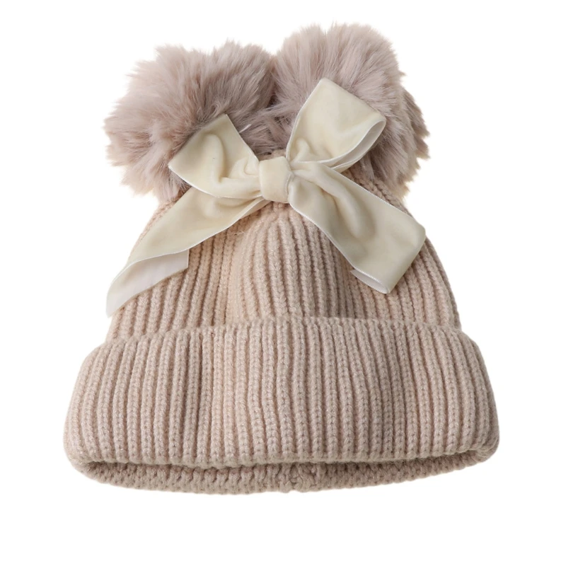 Gorro de malha grossa quente infantil, chapéu de bebê menina, gorro infantil, crianças, inverno, D5QA