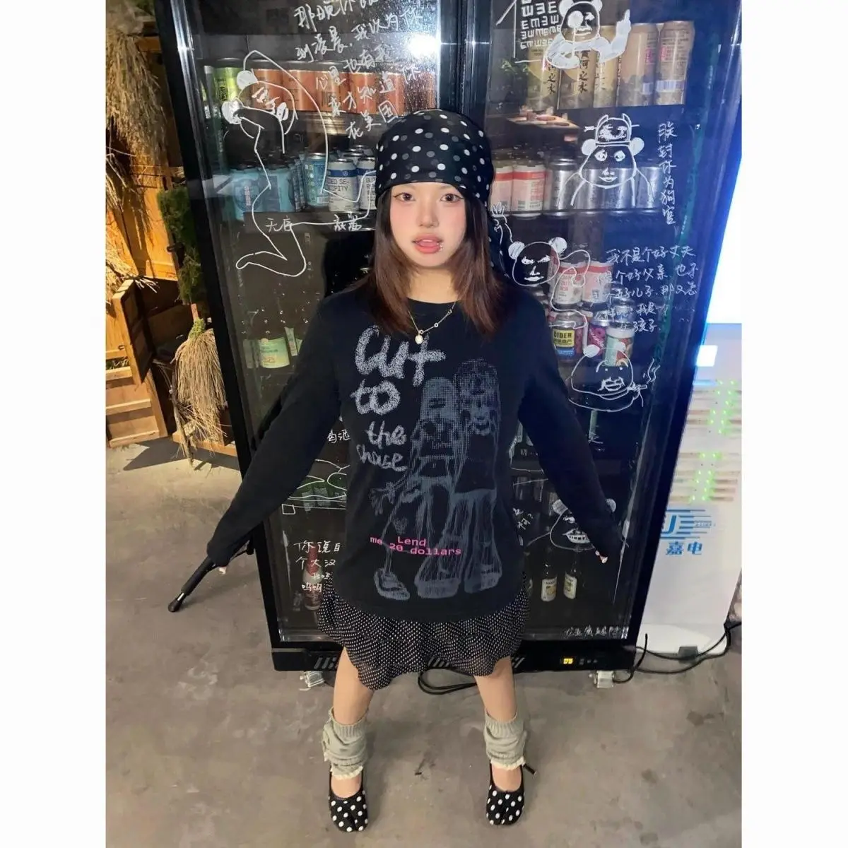 Japanese Retro Punk Top Long Sleeve T-shirt Women Anime Print Long-Sleeve Subculture Autumn Spring Women Casual Tees Streetwear