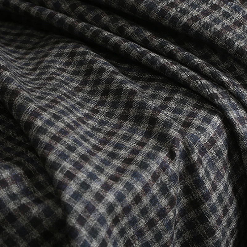 

150CM Wide 320G/M Small Black Grey Check Wool Fabric for Men Women Dress Coat Jacket Suit for Winter Autumn Quality Fabric E1476