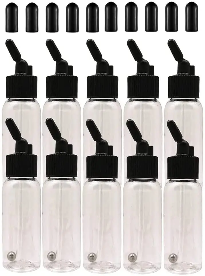 

JOYSTAR 10 Pack 30ML Airbrush Plastic Bottles Jars with caps for Dual- Action Siphon Suction Feed Airbrush