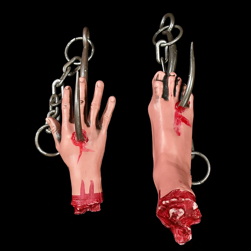 Halloween Hanging Prop Severed Bloody Broken Hands Feet Scary Party Hanging Decoration Props Haunted House Decor Horror Ornament