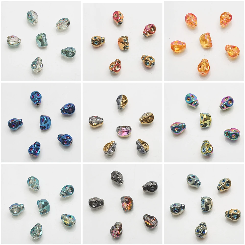 30 Pcs/Lot 8x10mm Skull Head Faceted Crystal Glass Loose Spacer Beads Handmade For Jewelry Making Earing Necklace DIY Accessory