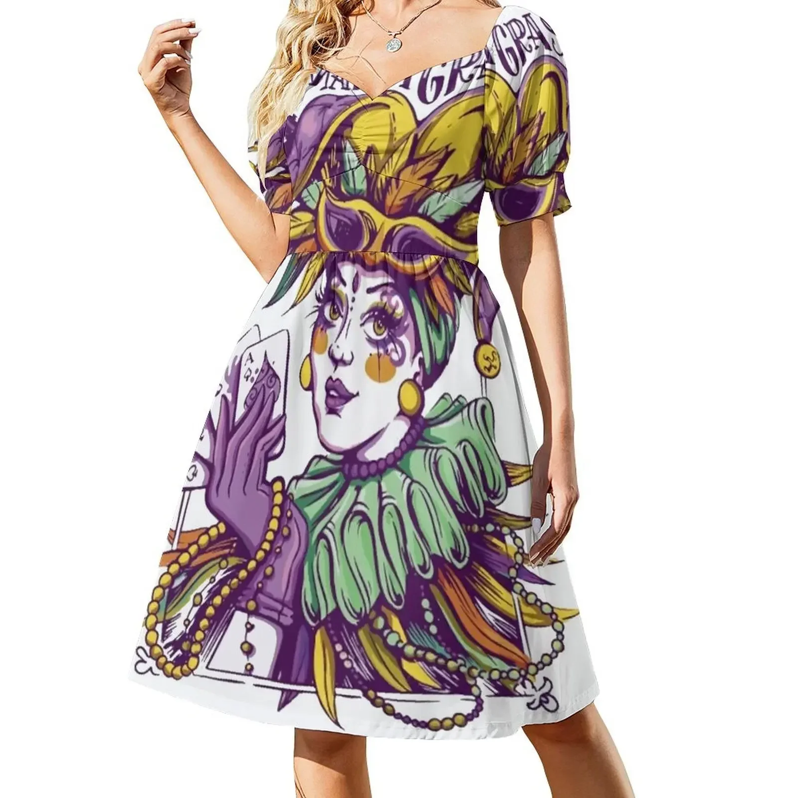 

Mardi Gras Short-Sleeved Dress birthday dresses for women prom dress summer dress woman 2025 trendy