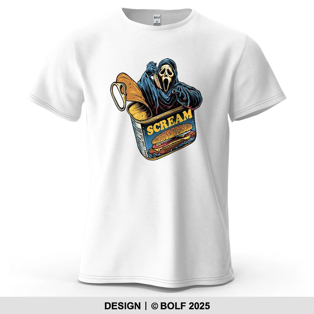 Horror Scream Bedrucktes Herren-T-Shirt aus 100 % Baumwolle, übergroße Halloween-Partys, grafische T-Shirts für Damen, Tops, T-Shirts, Streetwear