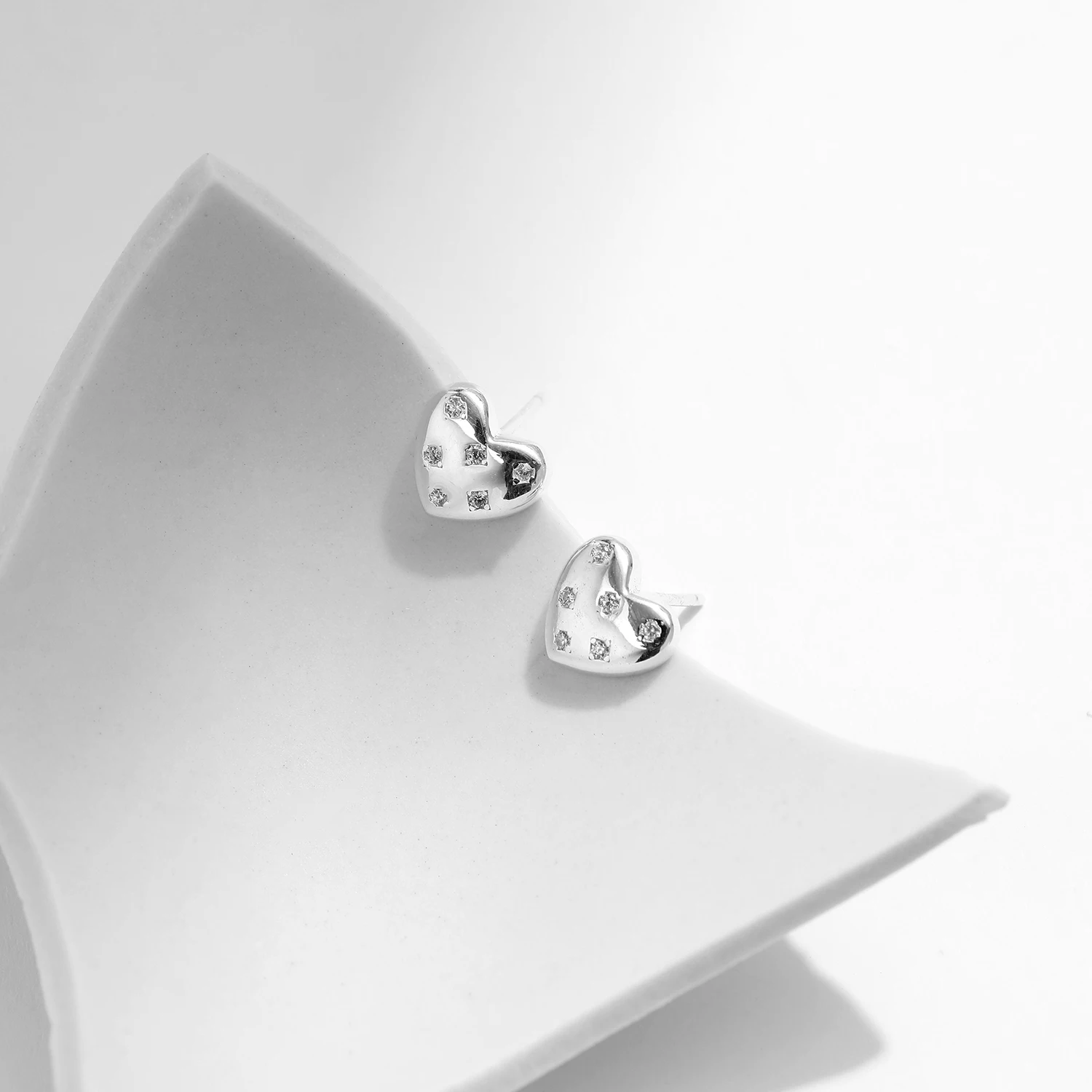 MODIAN 925 Sterling Silver świecące serca kolczyki sztyfty romantyczne ślubne kolczyki dla kobiet biżuteria prezent na walentynki — zdjęcie 6