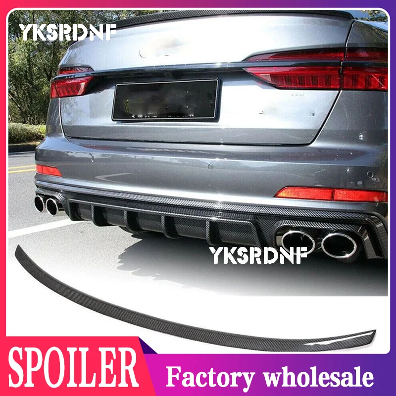 

2019-2023 для Audi A6 C8 S6 седан из настоящего углеродного волокна, задний спойлер, бампер, багажник, крыло, багажник, спойлер, комплекты кузова, внешние детали