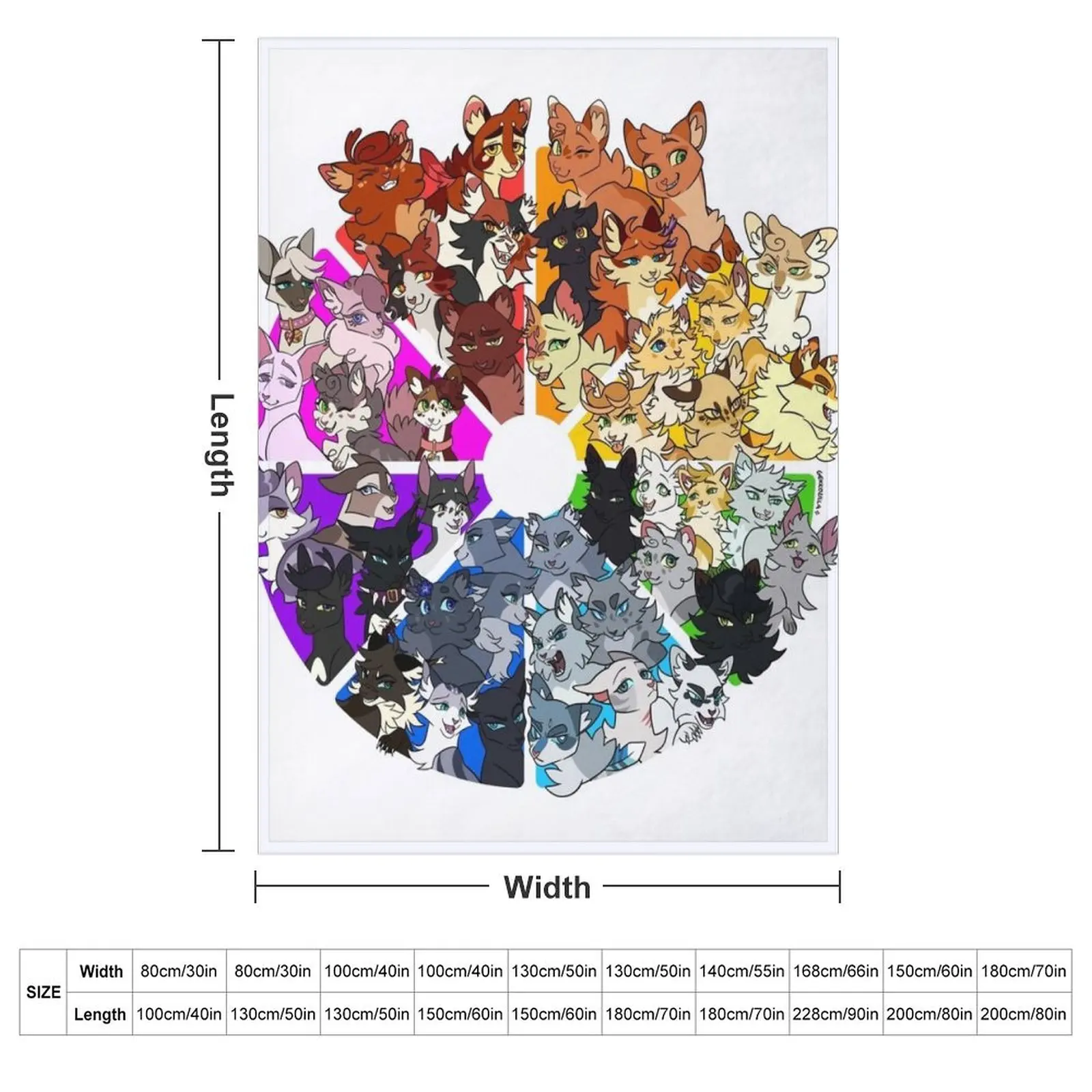 Warrior cats color wheel Throw Blanket Custom Travel Heavy Blankets For Baby Beautifuls Blankets