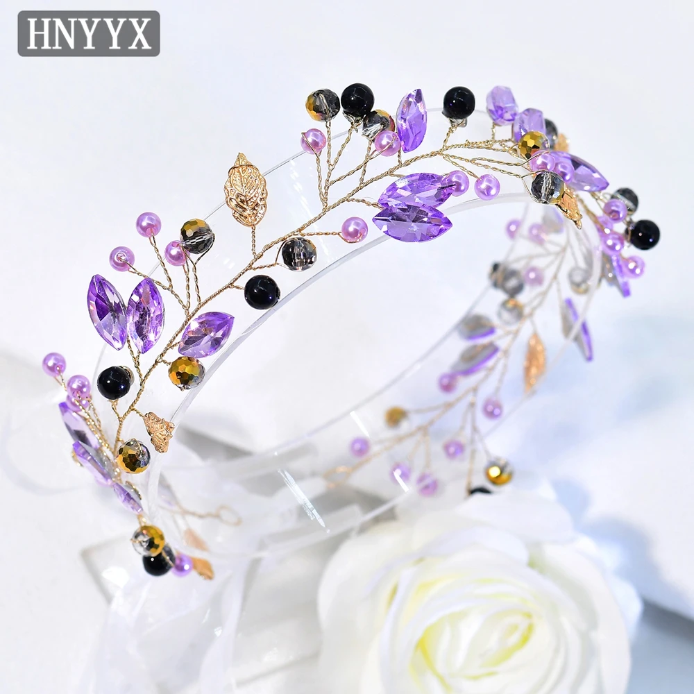 

HNYYX Purple Glamour Headband Sparkling Rhinestone Hairbands Elegant Women's Headpiece Banquet Party Hair Accessories A233
