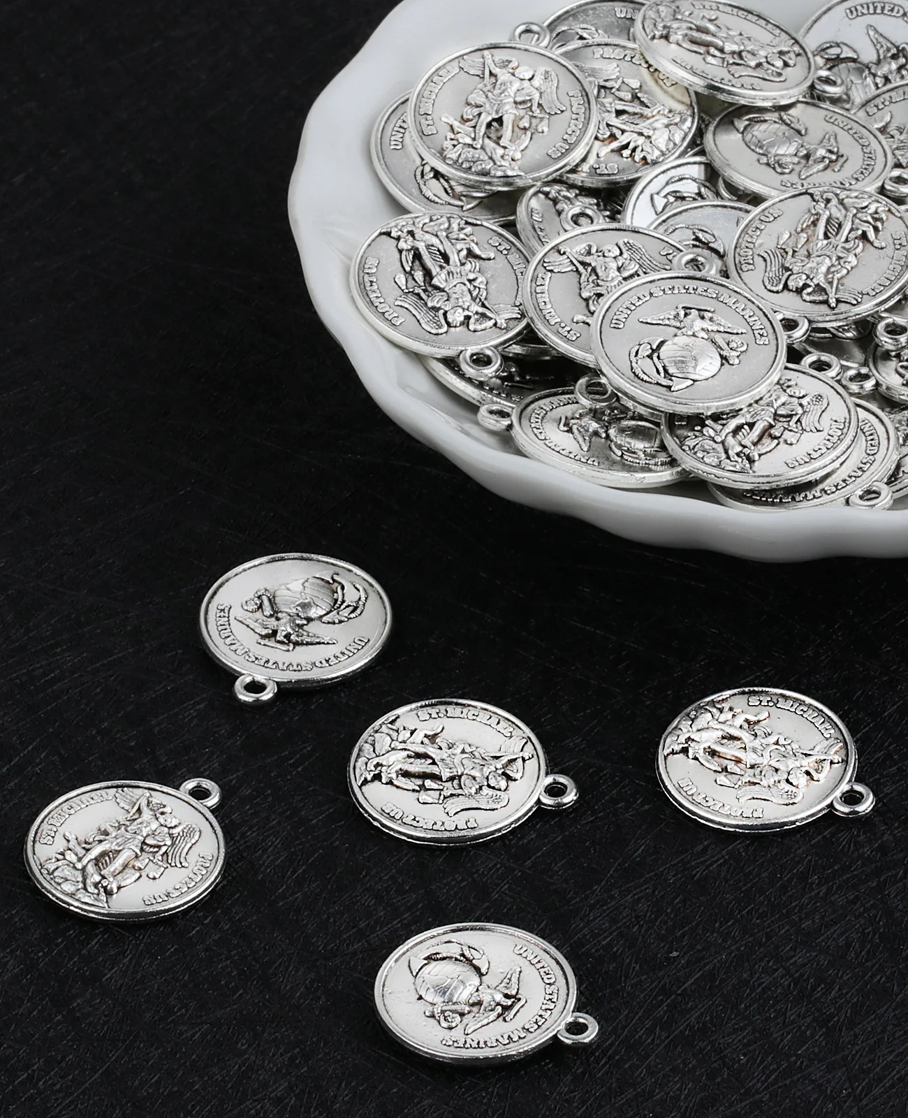 10Pcs Christian The Archangel Saint Michael Protect Us Medal Pendants St.Michael Charms DIY Jewelry Making Accessories