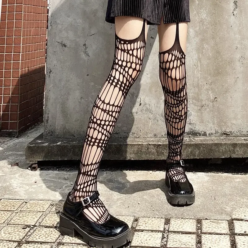 

Sexy Spider Web Stockings Women Thigh High Fishnet Mesh Tights Pantyhose Gothic Lolita Legging Dark Spider Hollow Out Long Socks