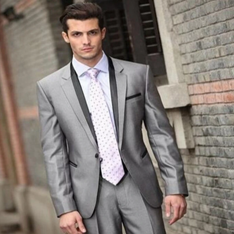 

New Men Suit Formal Slim 2 Pieces Fit Evening Wedding Tuxedos Grooms Shawl With Lapel One Button Blazer With Pants