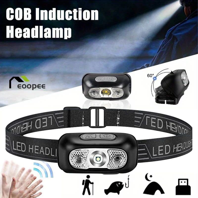 

Induction Headlamp Mini Rechargeable Powerful Sensor Headlamp LED Head Light Fishing Torch Headlights Camping Search Light