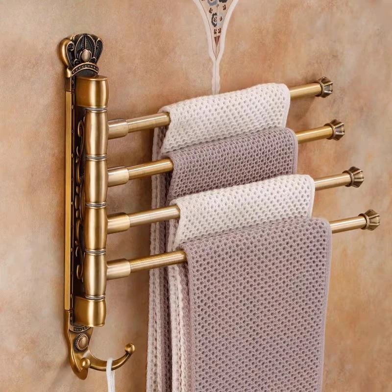 

Vintage Multifunctional Towel RackNo Drill Rotating Foldable Bathroom Organizer wit European Stylefor LivingRoom Kitchen Storage