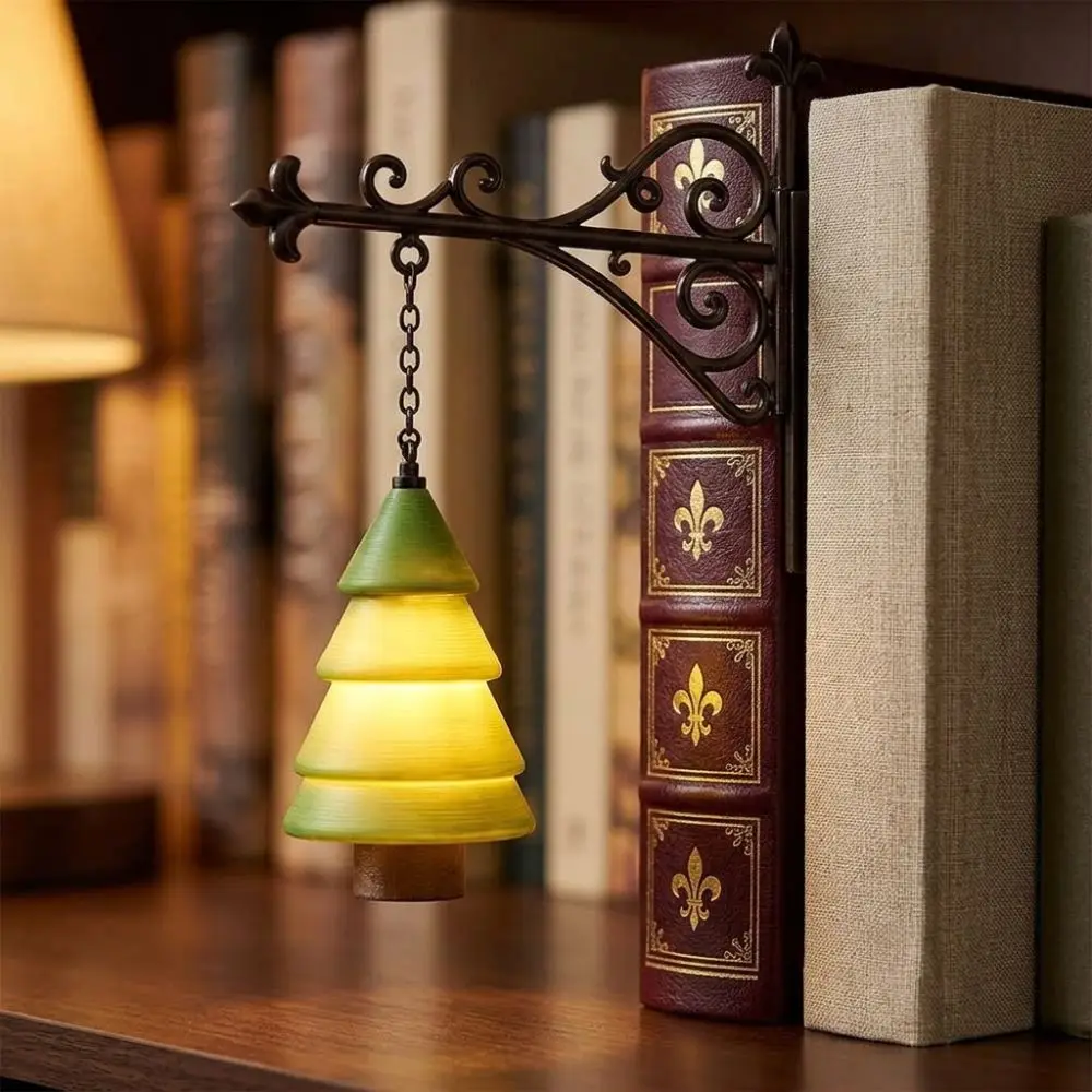 Vintage Christmas Bookshelf Lamp Iron Bracket Warm LED Light Santa Claus Hanging Lamp Christmas Tree Xmas Themed