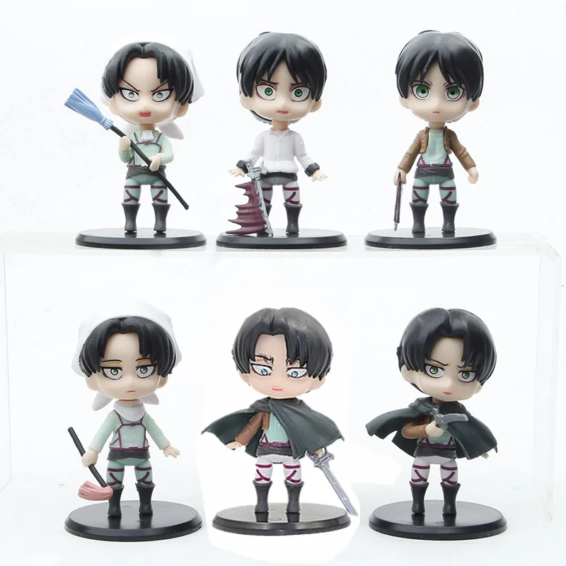 進撃の巨人フィギュア-6種類-リヴァイ・アッカーマンとエレン-アニメモデル玩具-コレクタブルケーキトッパー-大人ファン限定