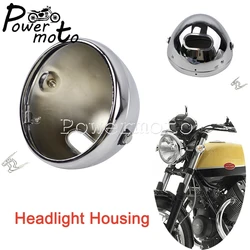 Chrome Motorcycle Universal 7 Inch Headlight Housing For Harley Chopper Bobber Custom LED Headlamp Bucket Shell Steel Cover